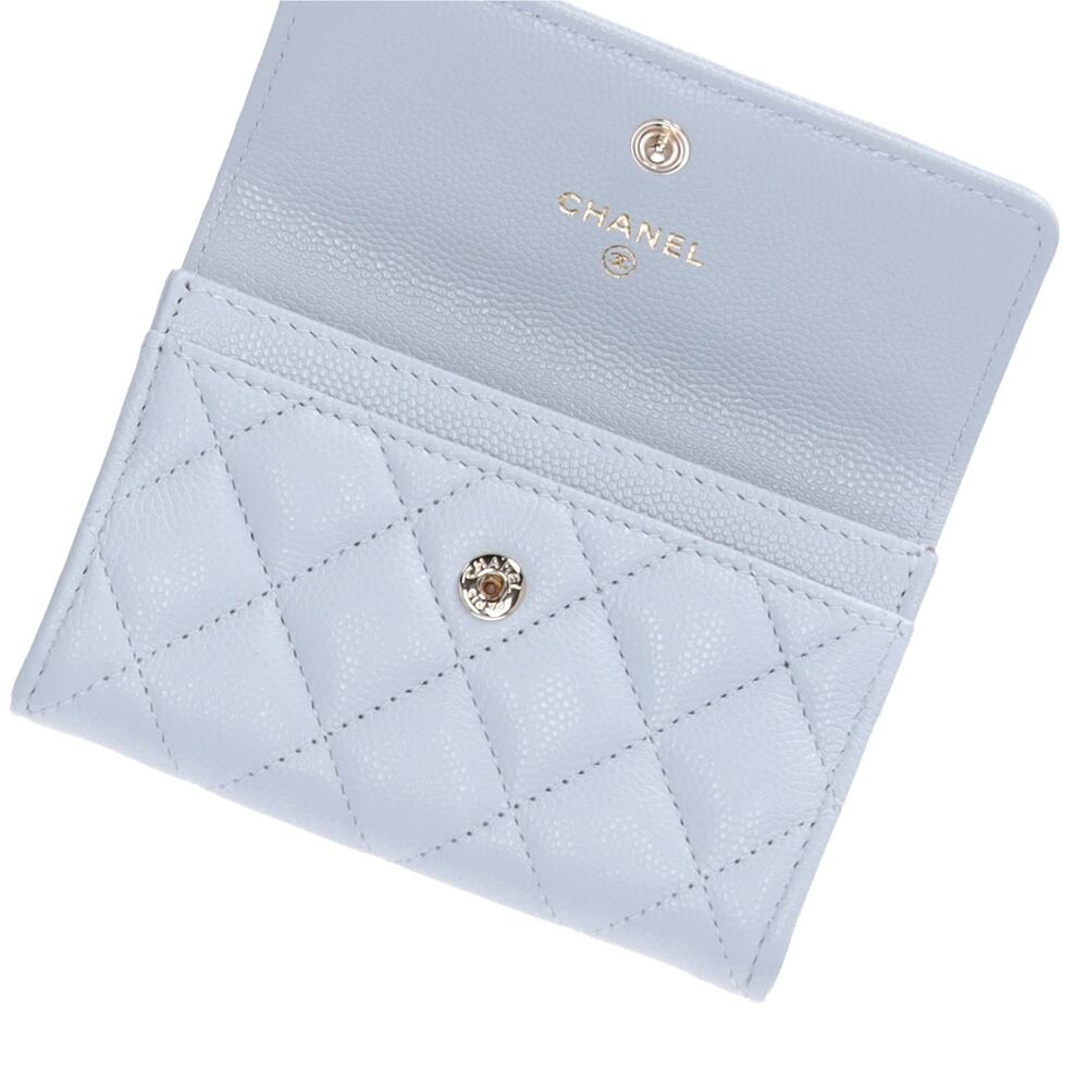 CHANEL Matelasse Business Card Holder AP4819 Light Blue Grained Shiny Calfskin - Picture 5 of 6